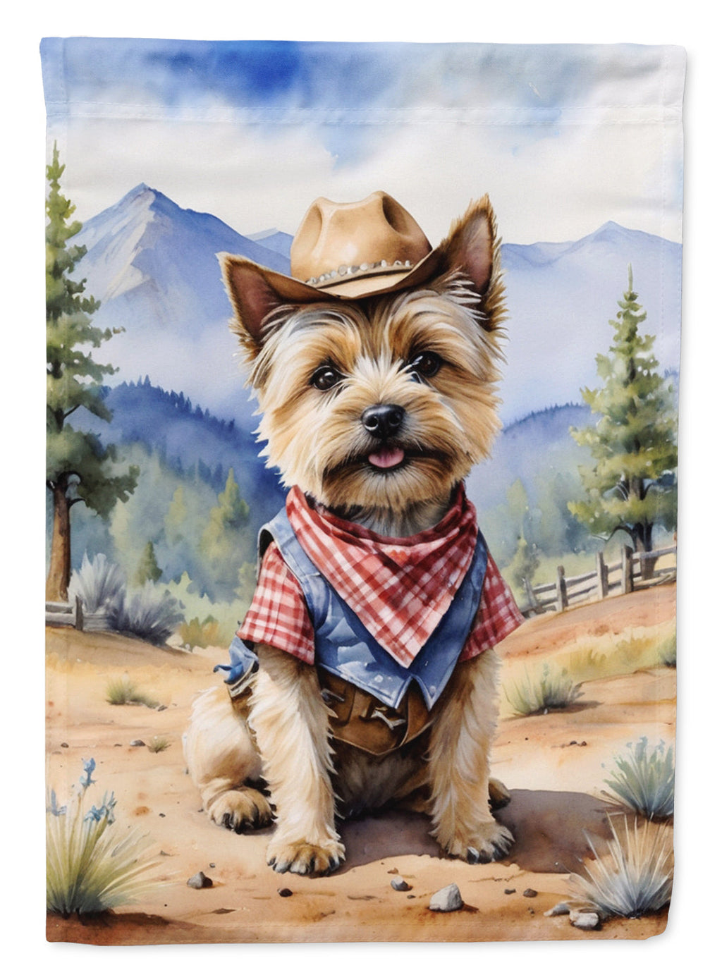 Cairn Terrier Cowboy Welcome House Flag 28x40 Porch Sleeve Pole Decorative Outside Yard Banner Artwork Wall Hanging, Polyester