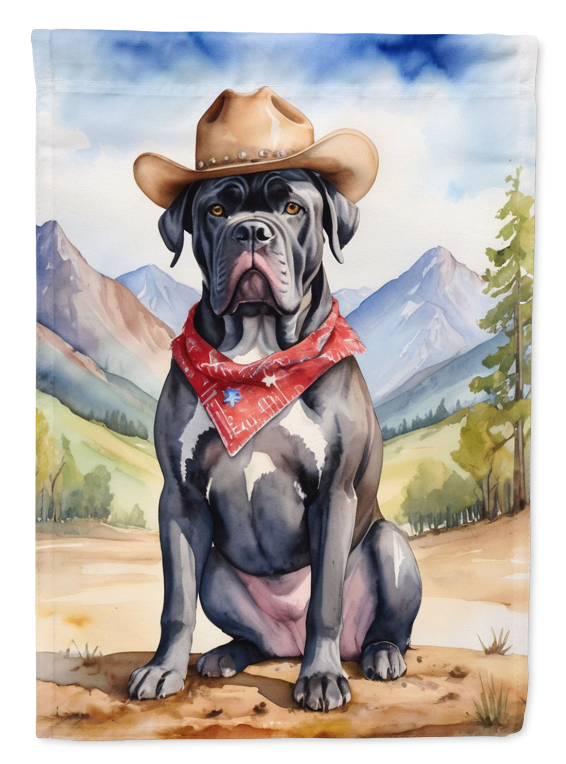 Cane Corso Cowboy Welcome House Flag 28x40 Porch Sleeve Pole Decorative Outside Yard Banner Artwork Wall Hanging, Polyester