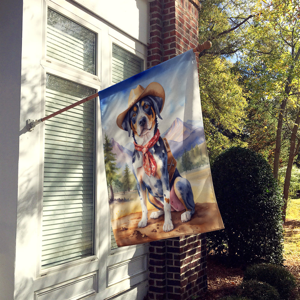 Catahoula Cowboy Welcome House Flag 28x40 Porch Sleeve Pole Decorative Outside Yard Banner Artwork Wall Hanging, Polyester