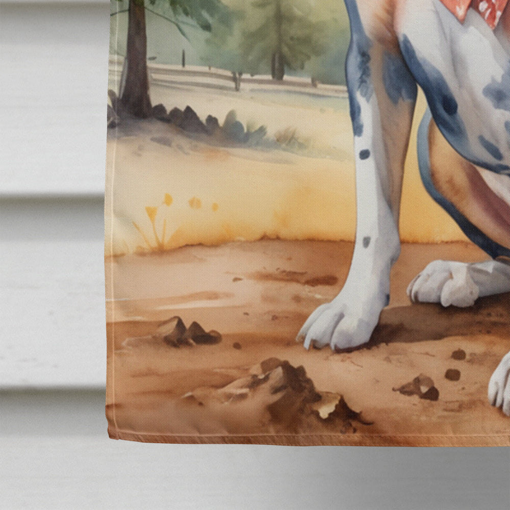 Catahoula Cowboy Welcome House Flag 28x40 Porch Sleeve Pole Decorative Outside Yard Banner Artwork Wall Hanging, Polyester