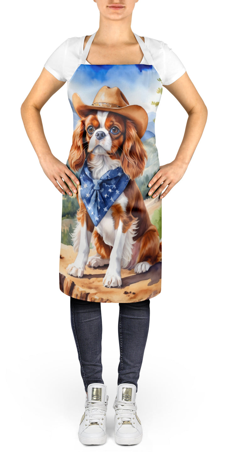Cavalier Spaniel Cowboy Welcome Apron Cooking Kitchen Server Baking Crafts Gardening for Adult Women Men, Unisex, Large, Multicolor