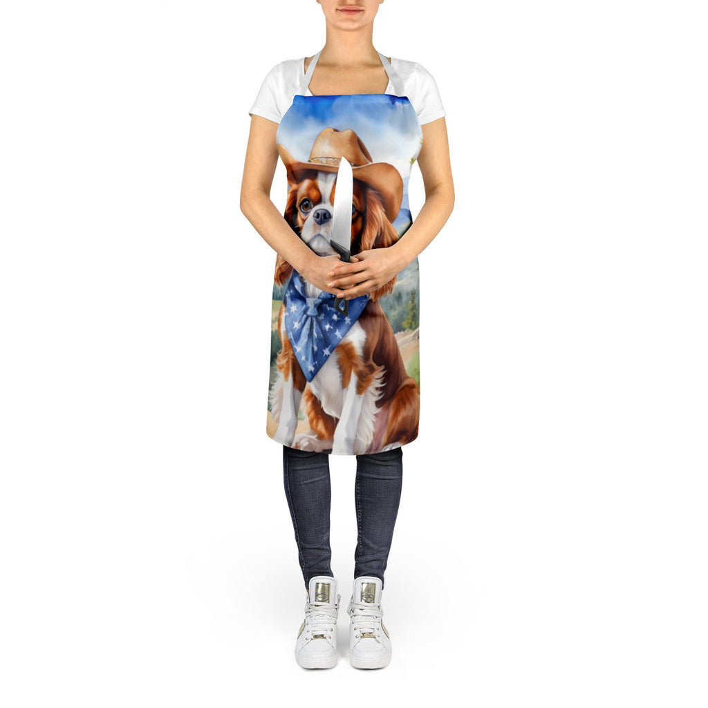 Cavalier Spaniel Cowboy Welcome Apron Cooking Kitchen Server Baking Crafts Gardening for Adult Women Men, Unisex, Large, Multicolor
