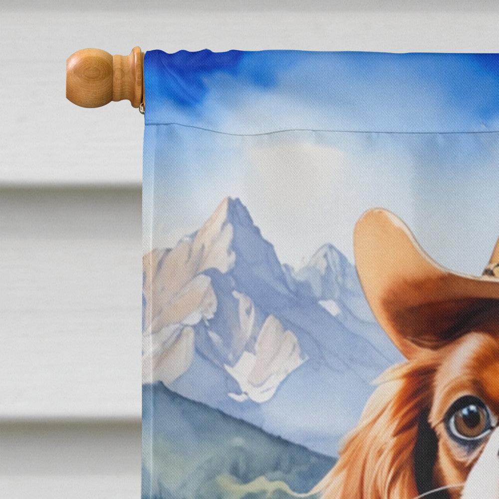Cavalier Spaniel Cowboy Welcome House Flag 28x40 Porch Sleeve Pole Decorative Outside Yard Banner Artwork Wall Hanging, Polyester