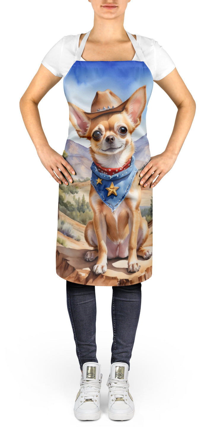Chihuahua Cowboy Welcome Apron Cooking Kitchen Server Baking Crafts Gardening for Adult Women Men, Unisex, Large, Multicolor