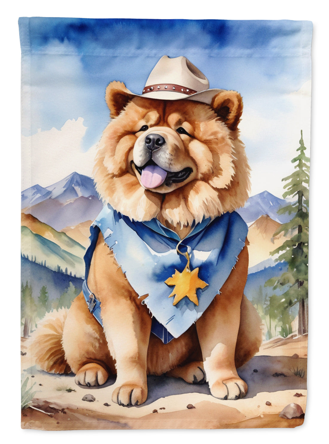 Chow Chow Cowboy Welcome House Flag 28x40 Porch Sleeve Pole Decorative Outside Yard Banner Artwork Wall Hanging, Polyester