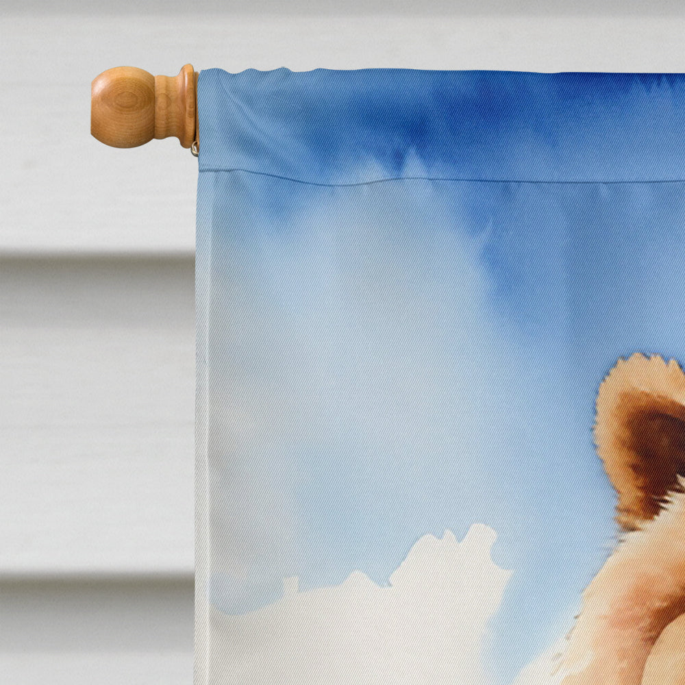 Chow Chow Cowboy Welcome House Flag 28x40 Porch Sleeve Pole Decorative Outside Yard Banner Artwork Wall Hanging, Polyester