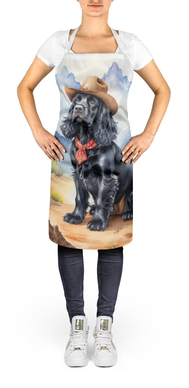 Cocker Spaniel Cowboy Welcome Apron Cooking Kitchen Server Baking Crafts Gardening for Adult Women Men, Unisex, Large, Multicolor