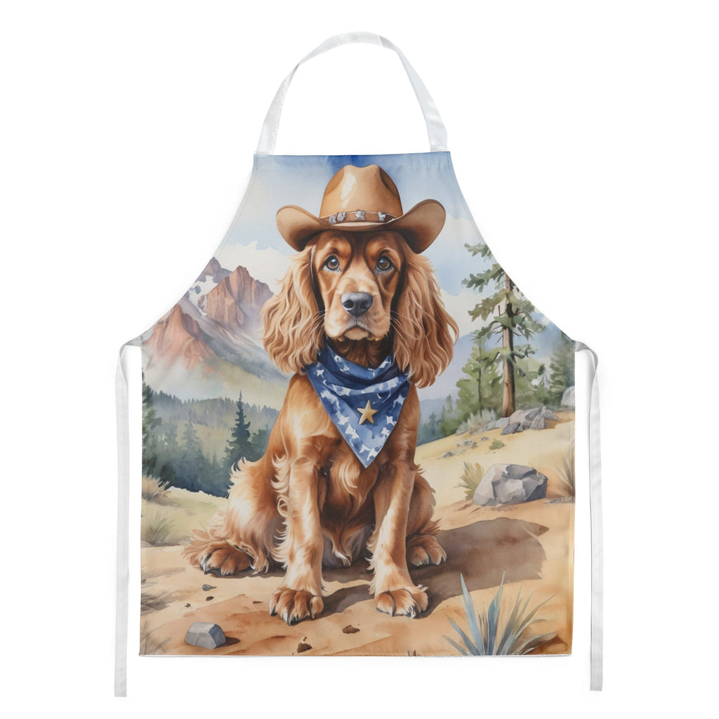 Cocker Spaniel Cowboy Welcome Apron Cooking Kitchen Server Baking Crafts Gardening for Adult Women Men, Unisex, Large, Multicolor
