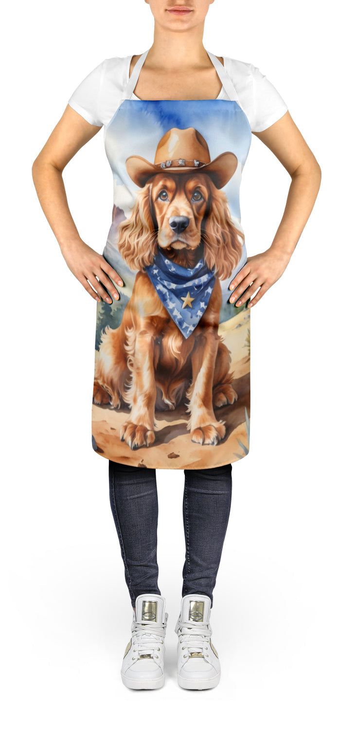 Cocker Spaniel Cowboy Welcome Apron Cooking Kitchen Server Baking Crafts Gardening for Adult Women Men, Unisex, Large, Multicolor