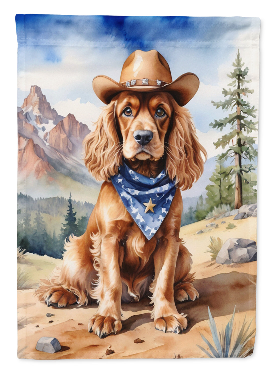 Cocker Spaniel Cowboy Welcome House Flag 28x40 Porch Sleeve Pole Decorative Outside Yard Banner Artwork Wall Hanging, Polyester