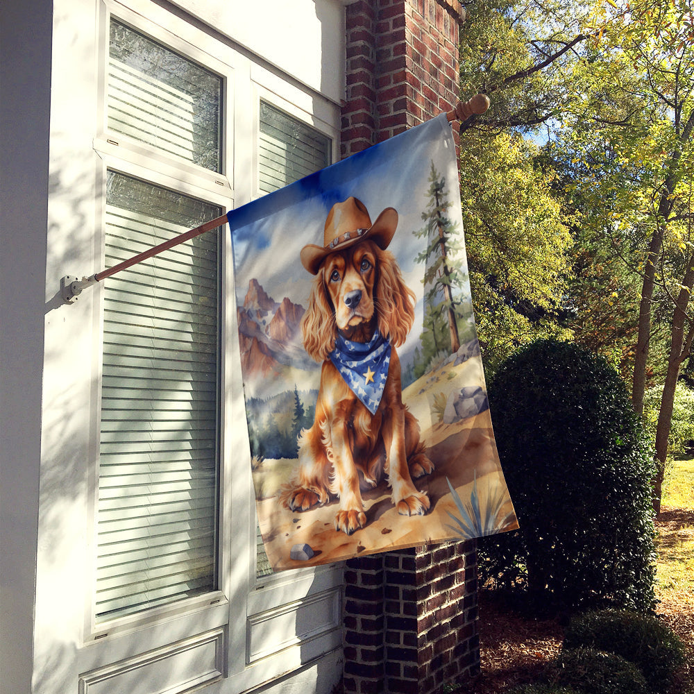 Cocker Spaniel Cowboy Welcome House Flag 28x40 Porch Sleeve Pole Decorative Outside Yard Banner Artwork Wall Hanging, Polyester