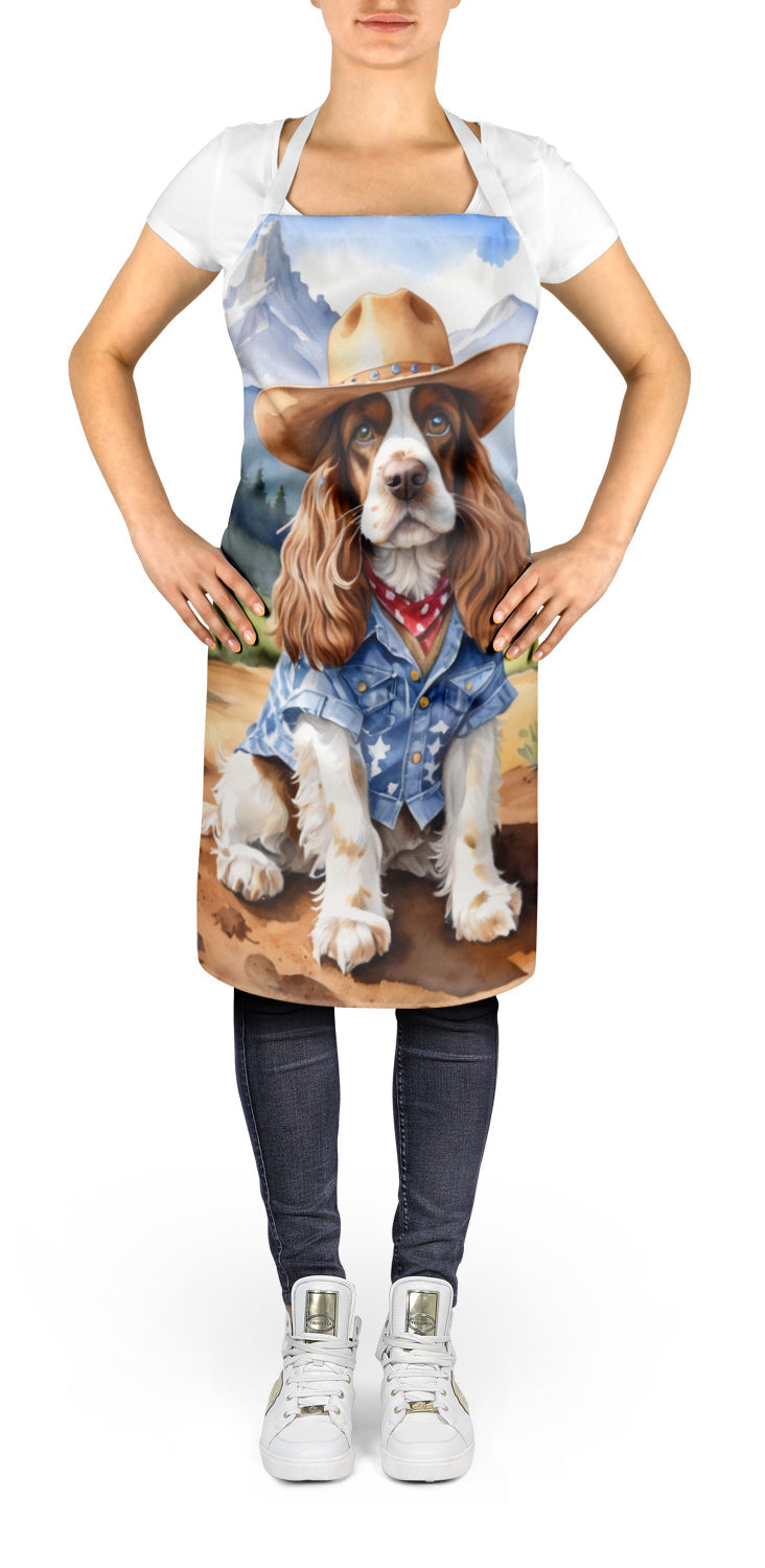 Cocker Spaniel Cowboy Welcome Apron Cooking Kitchen Server Baking Crafts Gardening for Adult Women Men, Unisex, Large, Multicolor