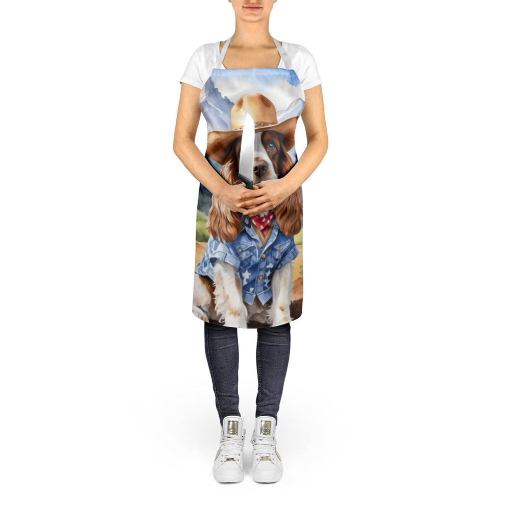 Cocker Spaniel Cowboy Welcome Apron Cooking Kitchen Server Baking Crafts Gardening for Adult Women Men, Unisex, Large, Multicolor