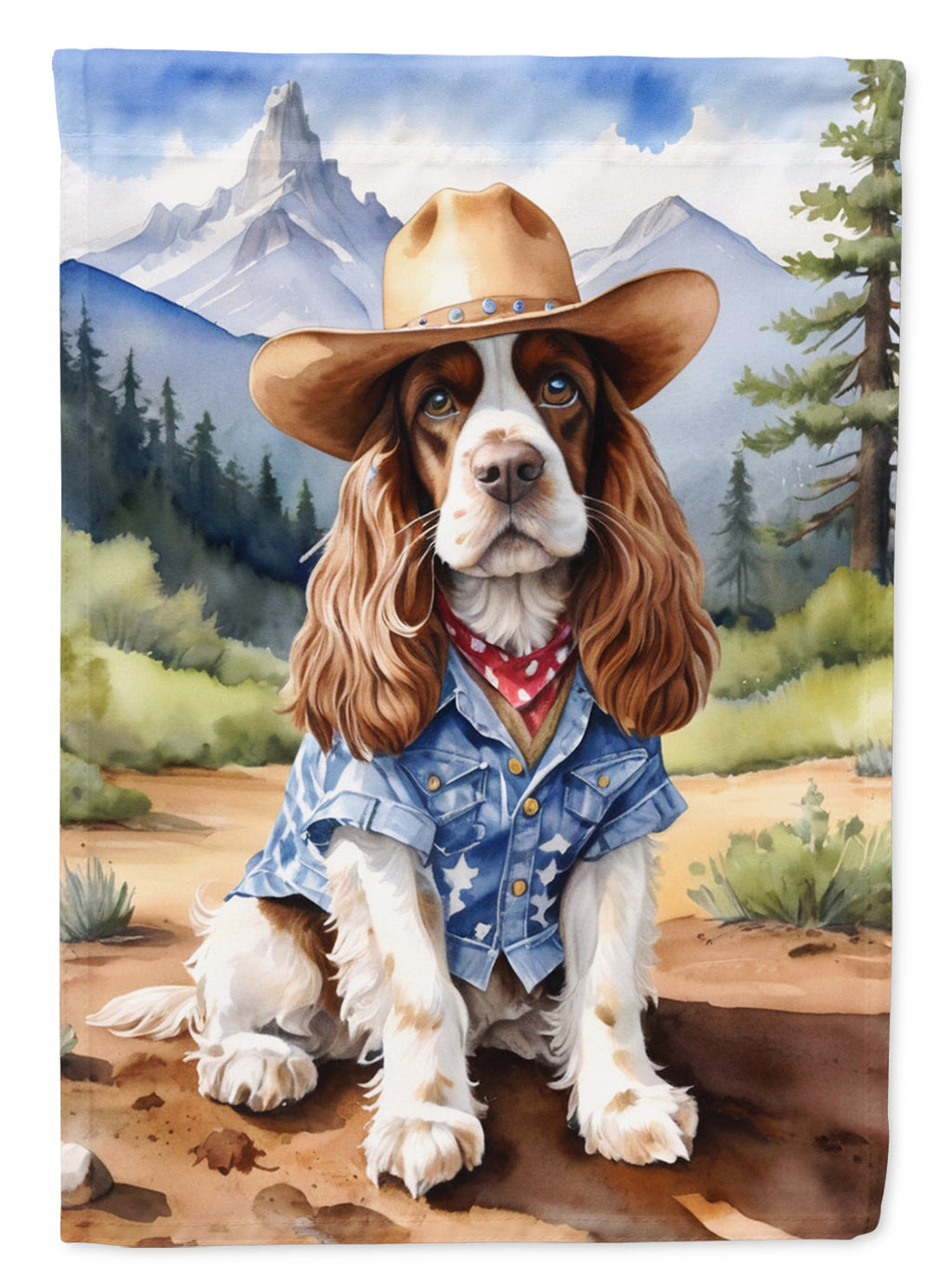 Cocker Spaniel Cowboy Welcome House Flag 28x40 Porch Sleeve Pole Decorative Outside Yard Banner Artwork Wall Hanging, Polyester