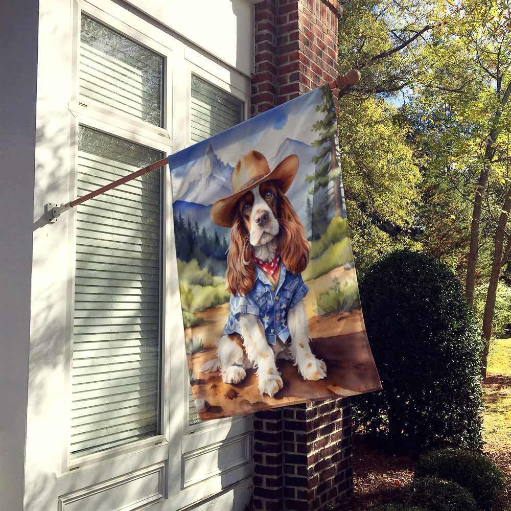 Cocker Spaniel Cowboy Welcome House Flag 28x40 Porch Sleeve Pole Decorative Outside Yard Banner Artwork Wall Hanging, Polyester