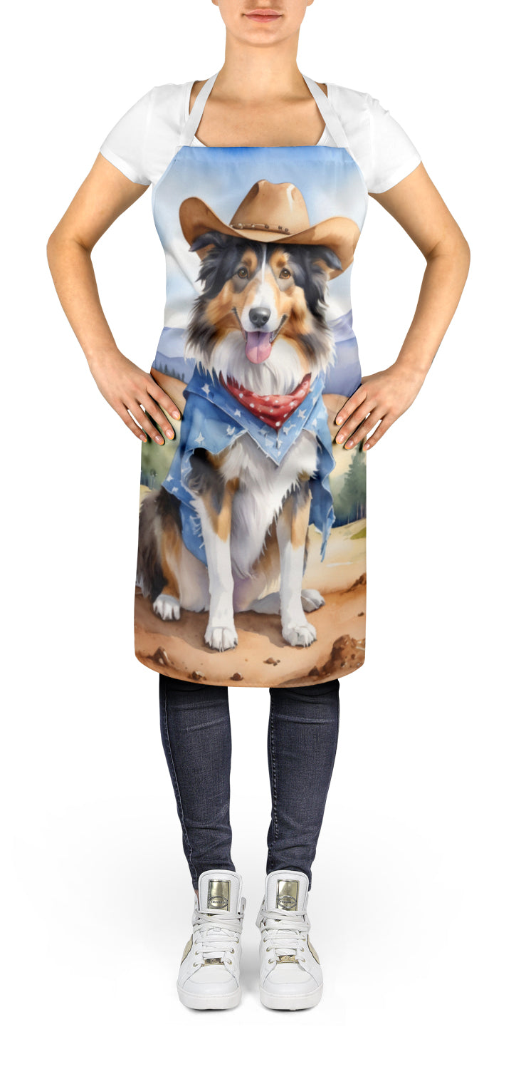Collie Cowboy Welcome Apron Cooking Kitchen Server Baking Crafts Gardening for Adult Women Men, Unisex, Large, Multicolor