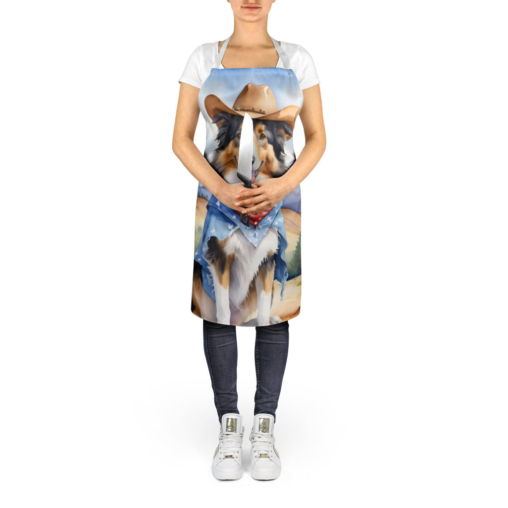 Collie Cowboy Welcome Apron Cooking Kitchen Server Baking Crafts Gardening for Adult Women Men, Unisex, Large, Multicolor