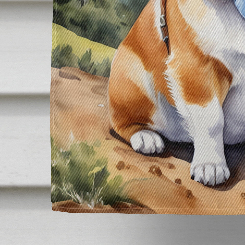 Corgi Cowboy Welcome House Flag 28x40 Porch Sleeve Pole Decorative Outside Yard Banner Artwork Wall Hanging, Polyester