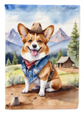 Corgi Cowboy Welcome House Flag 28x40 Porch Sleeve Pole Decorative Outside Yard Banner Artwork Wall Hanging, Polyester