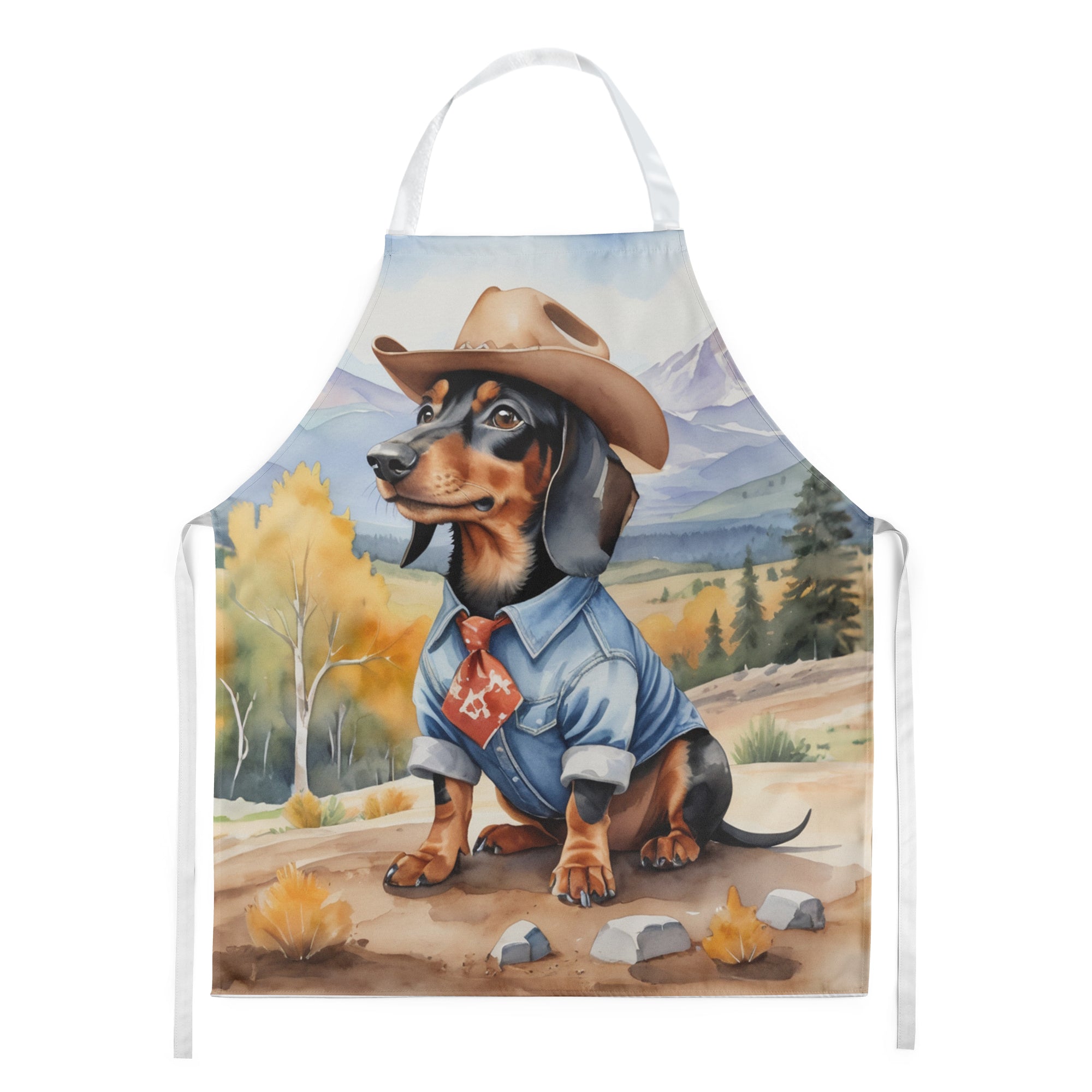 Dachshund Cowboy Welcome Apron Cooking Kitchen Server Baking Crafts Gardening for Adult Women Men, Unisex, Large, Multicolor