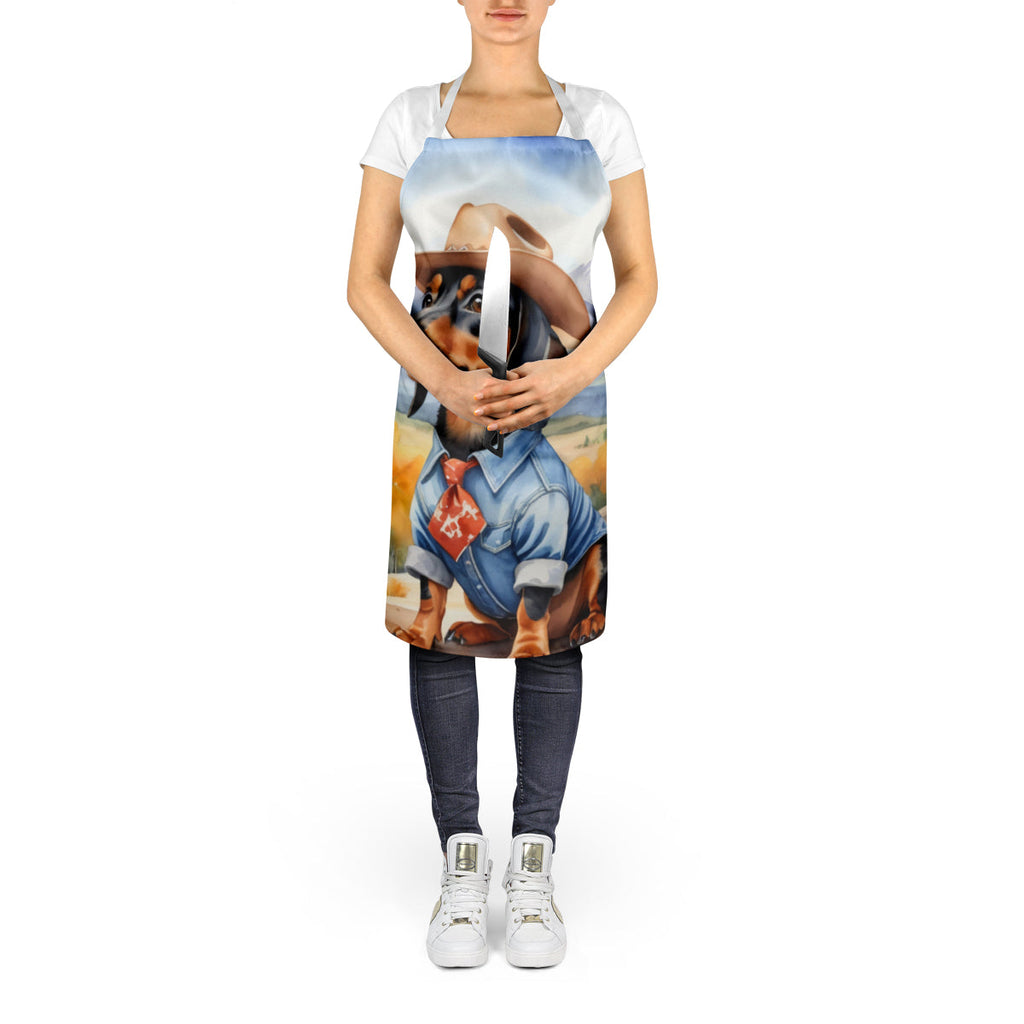 Dachshund Cowboy Welcome Apron Cooking Kitchen Server Baking Crafts Gardening for Adult Women Men, Unisex, Large, Multicolor