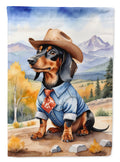 Dachshund Cowboy Welcome House Flag 28x40 Porch Sleeve Pole Decorative Outside Yard Banner Artwork Wall Hanging, Polyester