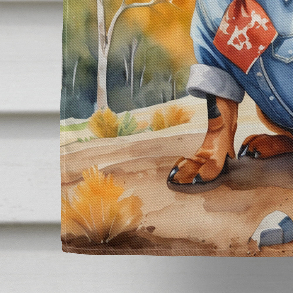 Dachshund Cowboy Welcome House Flag 28x40 Porch Sleeve Pole Decorative Outside Yard Banner Artwork Wall Hanging, Polyester