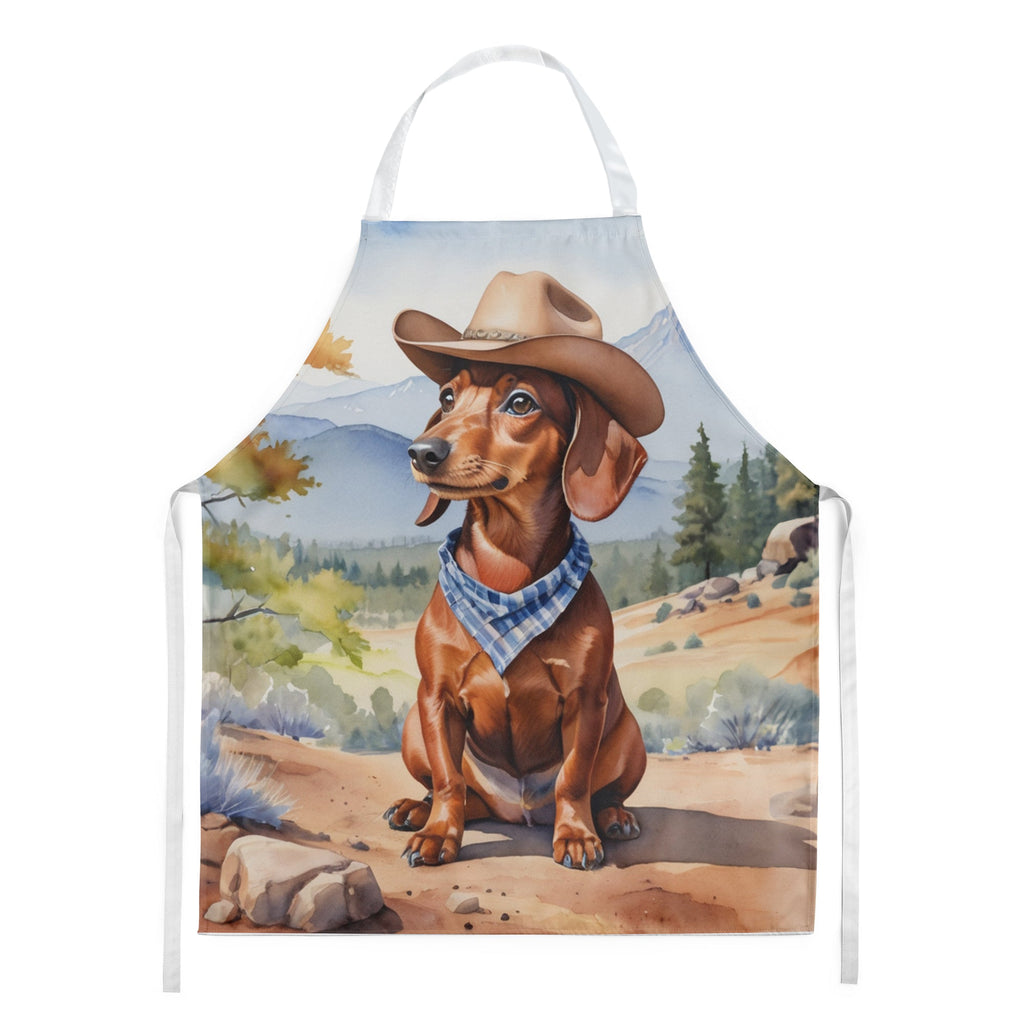 Dachshund Cowboy Welcome Apron Cooking Kitchen Server Baking Crafts Gardening for Adult Women Men, Unisex, Large, Multicolor