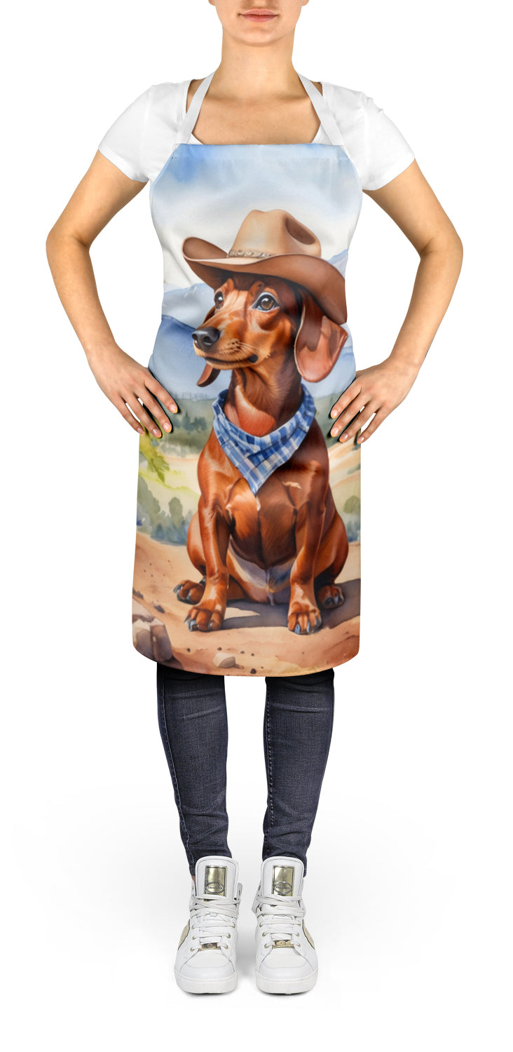 Dachshund Cowboy Welcome Apron Cooking Kitchen Server Baking Crafts Gardening for Adult Women Men, Unisex, Large, Multicolor