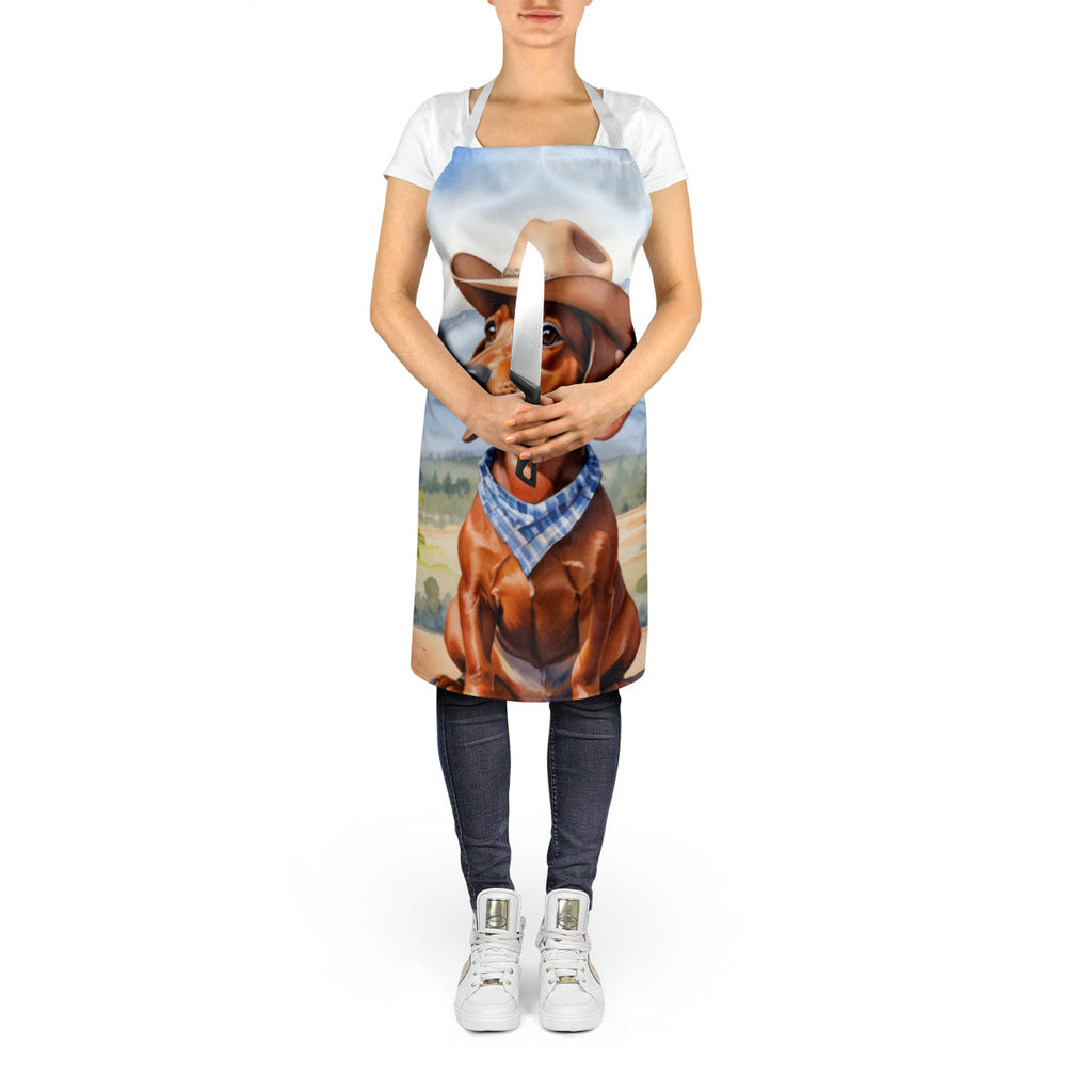 Dachshund Cowboy Welcome Apron Cooking Kitchen Server Baking Crafts Gardening for Adult Women Men, Unisex, Large, Multicolor
