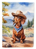Dachshund Cowboy Welcome House Flag 28x40 Porch Sleeve Pole Decorative Outside Yard Banner Artwork Wall Hanging, Polyester