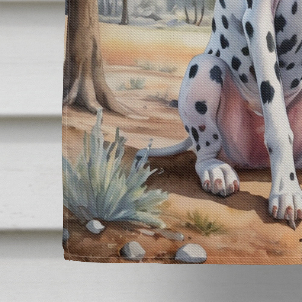 Dalmatian Cowboy Welcome House Flag 28x40 Porch Sleeve Pole Decorative Outside Yard Banner Artwork Wall Hanging, Polyester