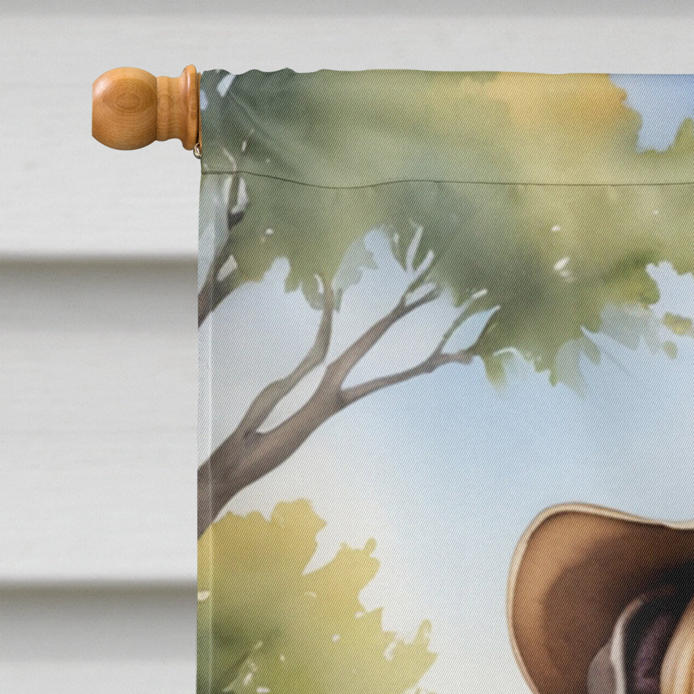 English Bulldog Cowboy Welcome House Flag 28x40 Porch Sleeve Pole Decorative Outside Yard Banner Artwork Wall Hanging, Polyester