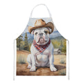 English Bulldog Cowboy Welcome Apron Cooking Kitchen Server Baking Crafts Gardening for Adult Women Men, Unisex, Large, Multicolor