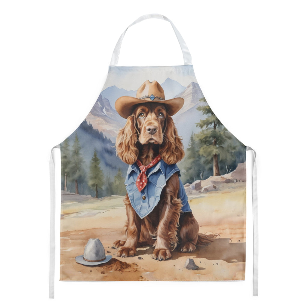 English Cocker Spaniel Cowboy Welcome Apron Cooking Kitchen Server Baking Crafts Gardening for Adult Women Men, Unisex, Large, Multicolor