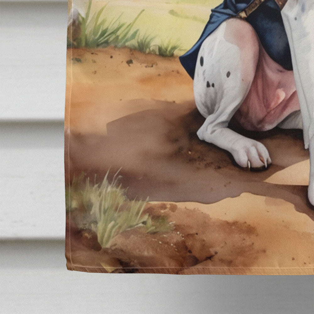 English Foxhound Cowboy Welcome House Flag 28x40 Porch Sleeve Pole Decorative Outside Yard Banner Artwork Wall Hanging, Polyester