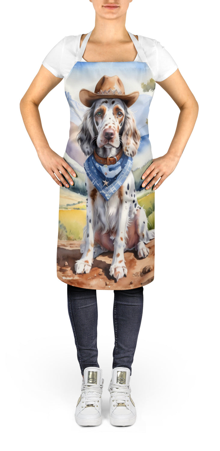 English Setter Cowboy Welcome Apron Cooking Kitchen Server Baking Crafts Gardening for Adult Women Men, Unisex, Large, Multicolor