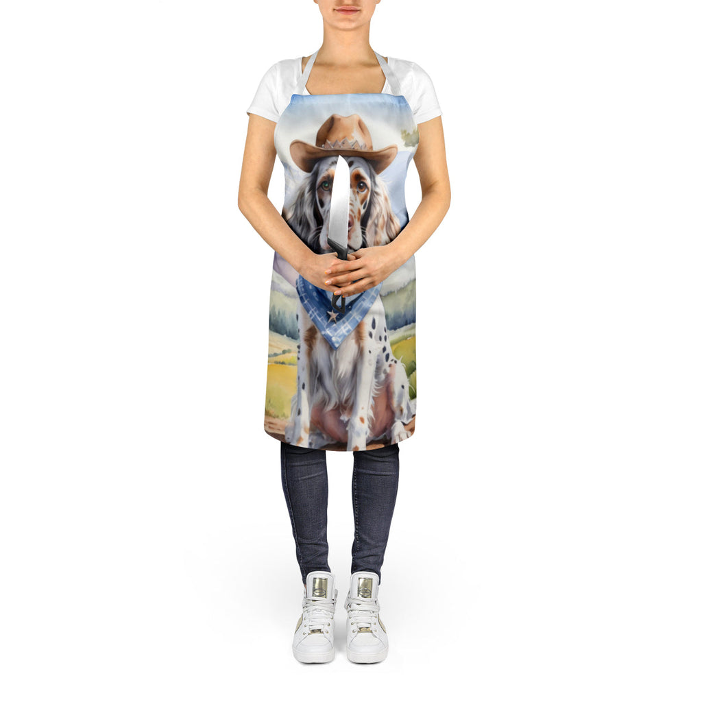 English Setter Cowboy Welcome Apron Cooking Kitchen Server Baking Crafts Gardening for Adult Women Men, Unisex, Large, Multicolor
