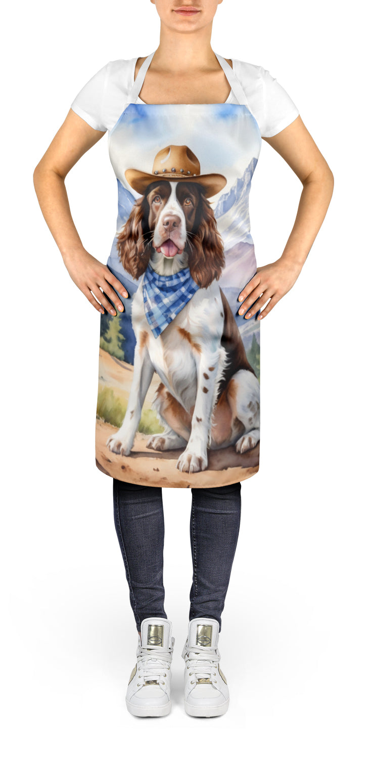 English Springer Spaniel Cowboy Welcome Apron Cooking Kitchen Server Baking Crafts Gardening for Adult Women Men, Unisex, Large, Multicolor