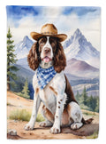 English Springer Spaniel Cowboy Welcome House Flag 28x40 Porch Sleeve Pole Decorative Outside Yard Banner Artwork Wall Hanging, Polyester