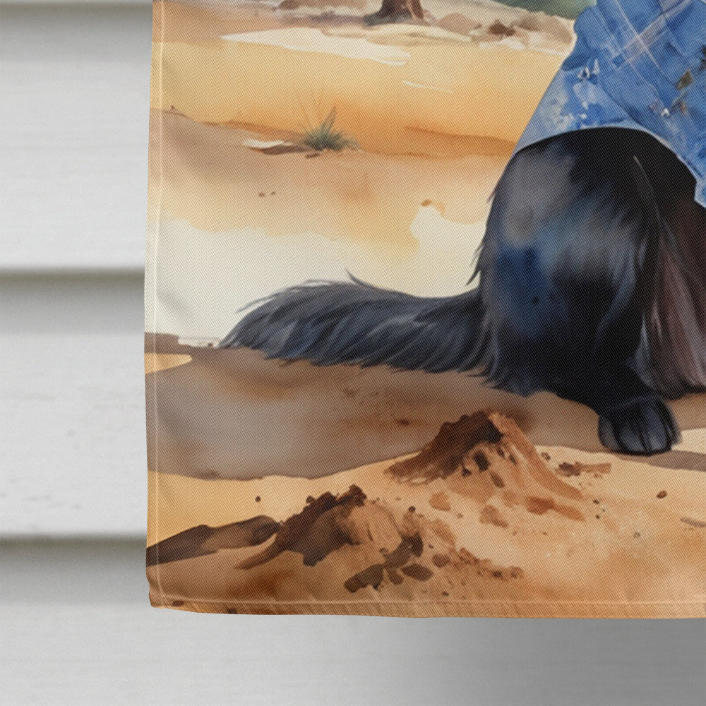 Flat-Coated Retriever Cowboy Welcome House Flag 28x40 Porch Sleeve Pole Decorative Outside Yard Banner Artwork Wall Hanging, Polyester