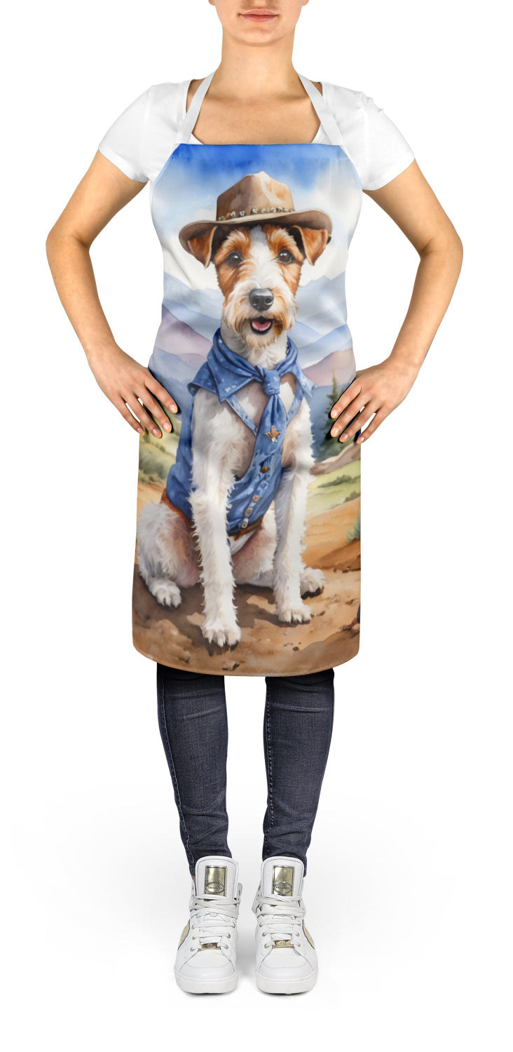 Fox Terrier Cowboy Welcome Apron Cooking Kitchen Server Baking Crafts Gardening for Adult Women Men, Unisex, Large, Multicolor