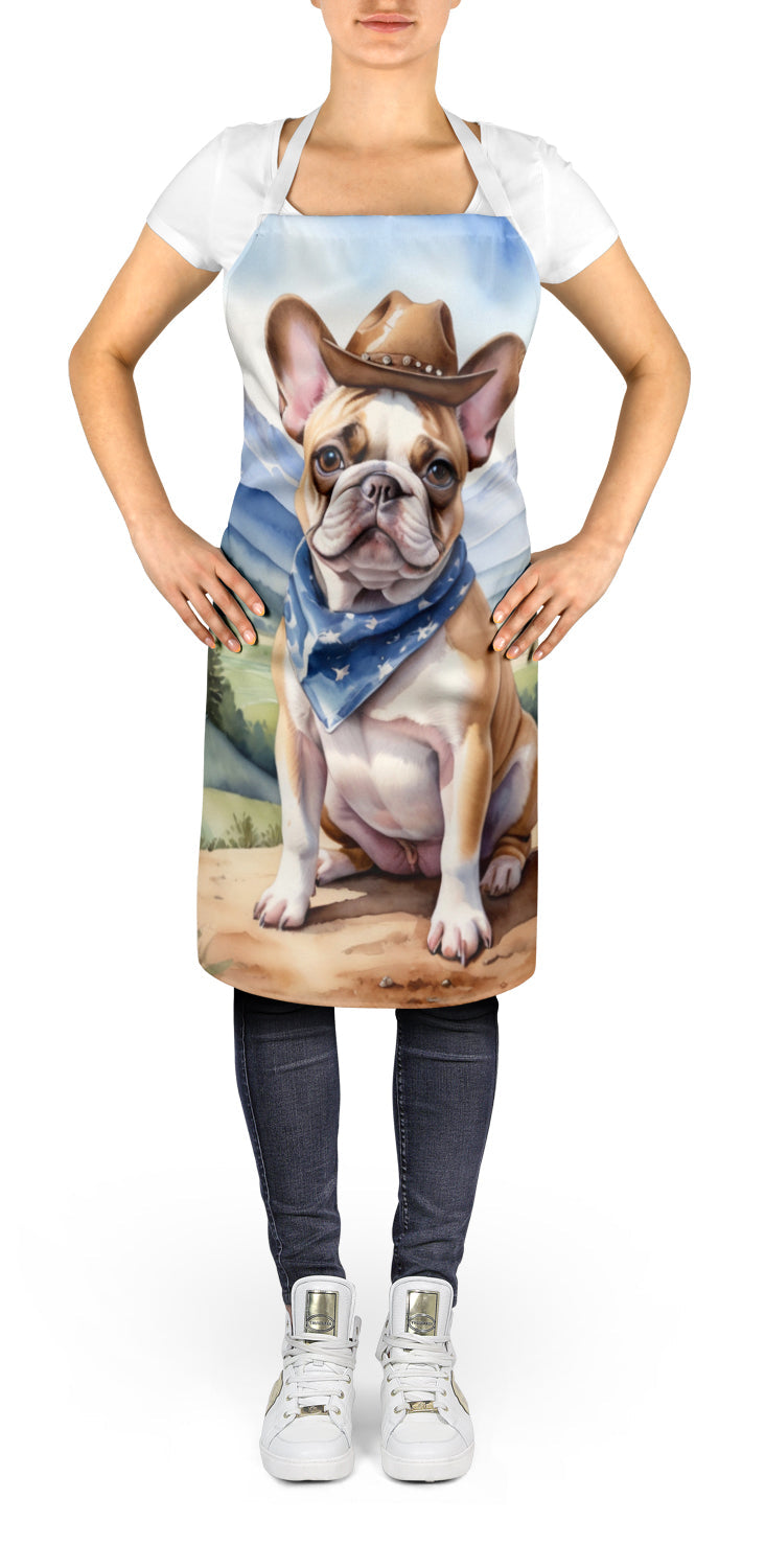 French Bulldog Cowboy Welcome Apron Cooking Kitchen Server Baking Crafts Gardening for Adult Women Men, Unisex, Large, Multicolor