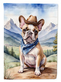 French Bulldog Cowboy Welcome House Flag 28x40 Porch Sleeve Pole Decorative Outside Yard Banner Artwork Wall Hanging, Polyester