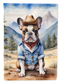 French Bulldog Cowboy Welcome House Flag 28x40 Porch Sleeve Pole Decorative Outside Yard Banner Artwork Wall Hanging, Polyester
