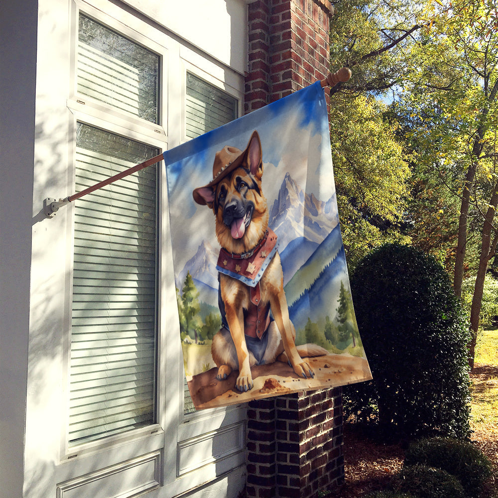 German Shepherd Cowboy Welcome House Flag 28x40 Porch Sleeve Pole Decorative Outside Yard Banner Artwork Wall Hanging, Polyester