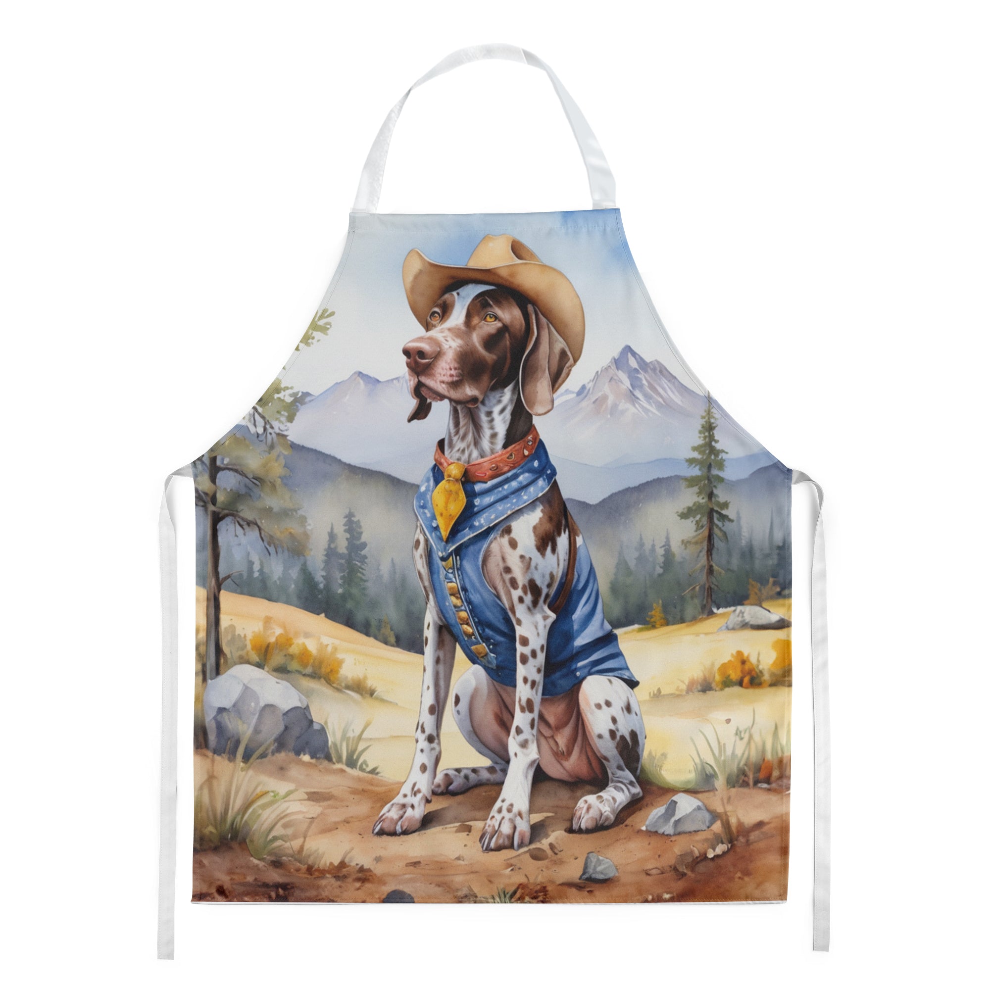 German Shorthaired Pointer Cowboy Welcome Apron Cooking Kitchen Server Baking Crafts Gardening for Adult Women Men, Unisex, Large, Multicolor