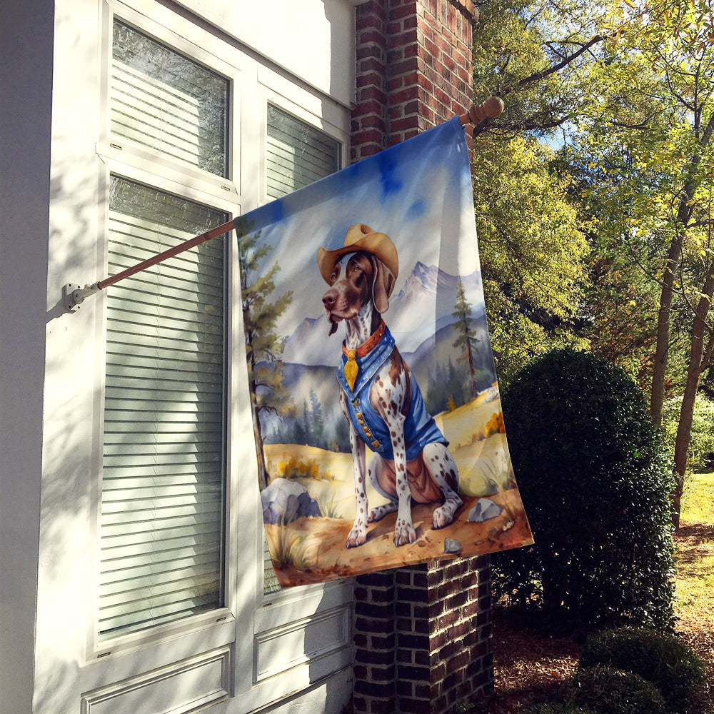 German Shorthaired Pointer Cowboy Welcome House Flag 28x40 Porch Sleeve Pole Decorative Outside Yard Banner Artwork Wall Hanging, Polyester