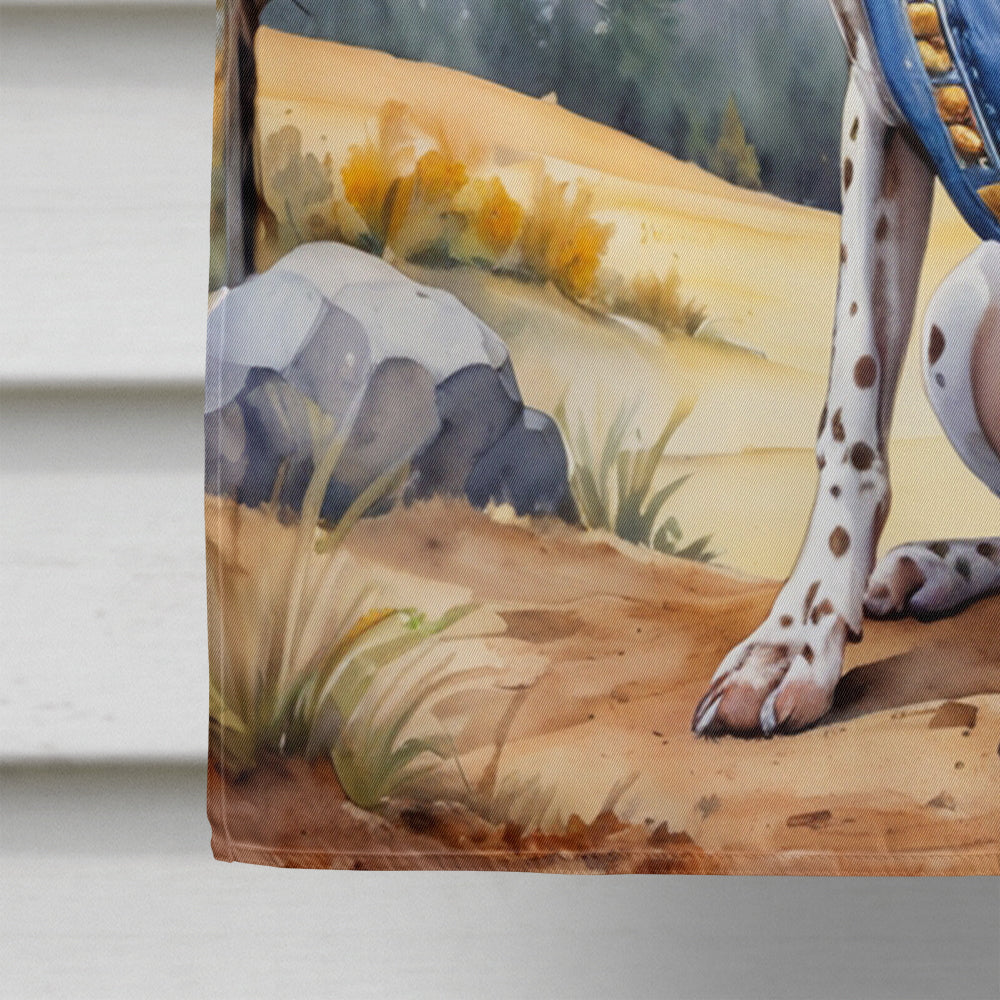 German Shorthaired Pointer Cowboy Welcome House Flag 28x40 Porch Sleeve Pole Decorative Outside Yard Banner Artwork Wall Hanging, Polyester