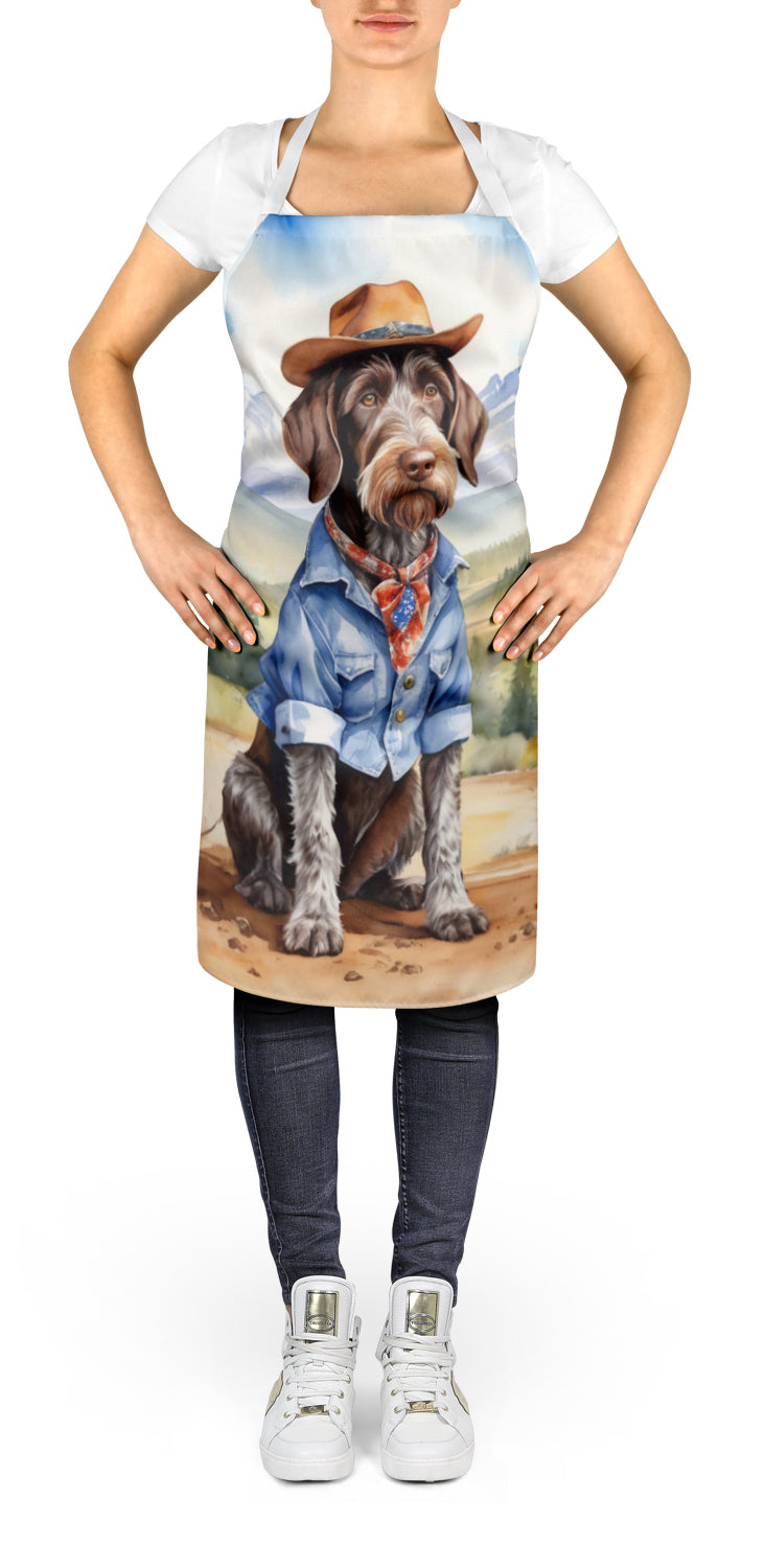 German Wirehaired Pointer Cowboy Welcome Apron Cooking Kitchen Server Baking Crafts Gardening for Adult Women Men, Unisex, Large, Multicolor